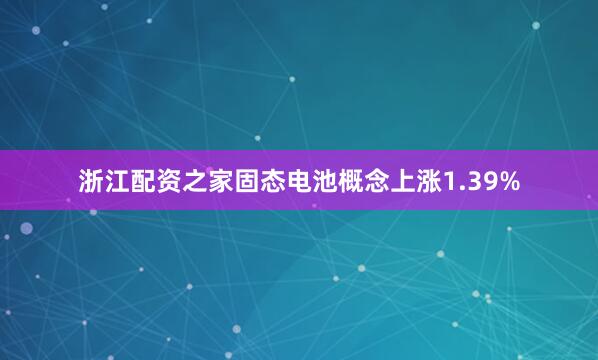 浙江配资之家固态电池概念上涨1.39%